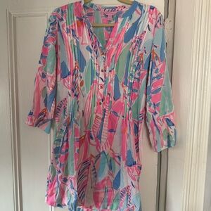Lilly Pulitzer Pink and Blue Long Sleeve Dress